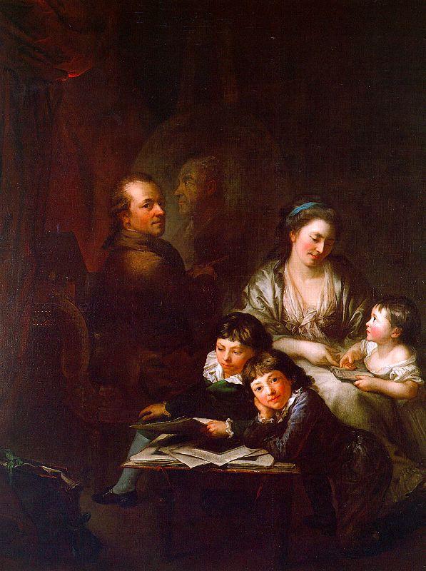  Anton  Graff The Artist's Family before the Portrait of Johann Georg Sulzer Sweden oil painting art